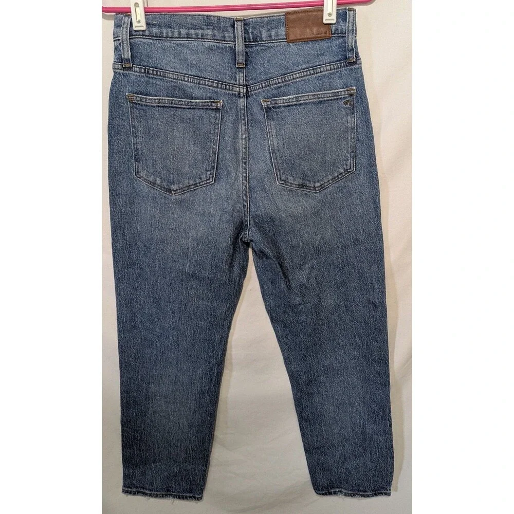Madewell Classic Straight Jeans Cropped High Rise Raw Hem Medium Wash Size 26